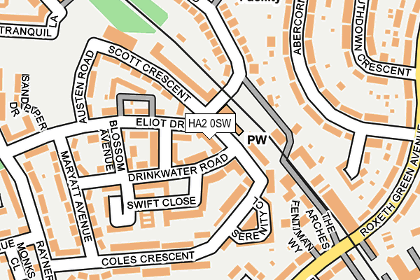 HA2 0SW map - OS OpenMap – Local (Ordnance Survey)