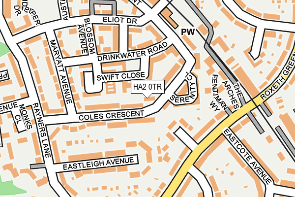 HA2 0TR map - OS OpenMap – Local (Ordnance Survey)