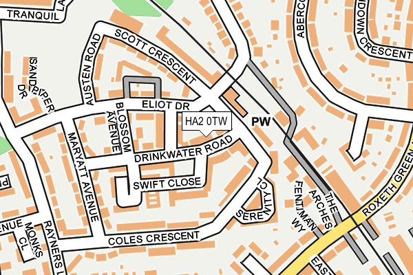HA2 0TW map - OS OpenMap – Local (Ordnance Survey)