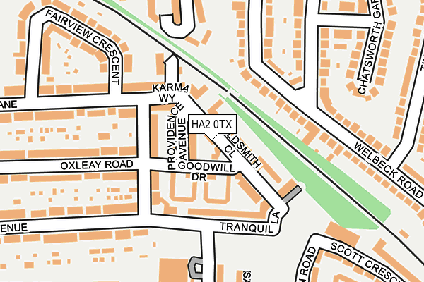 HA2 0TX map - OS OpenMap – Local (Ordnance Survey)