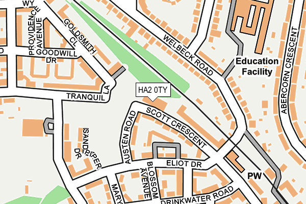 HA2 0TY map - OS OpenMap – Local (Ordnance Survey)