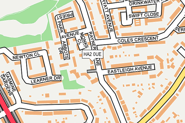 HA2 0UE map - OS OpenMap – Local (Ordnance Survey)