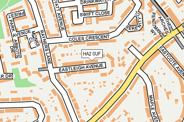 HA2 0UF map - OS OpenMap – Local (Ordnance Survey)