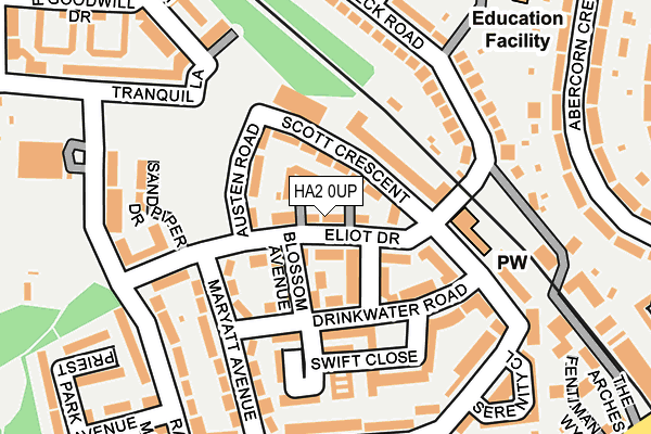 HA2 0UP map - OS OpenMap – Local (Ordnance Survey)