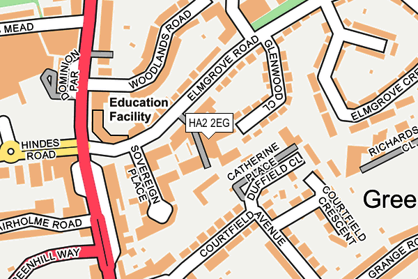 HA2 2EG map - OS OpenMap – Local (Ordnance Survey)