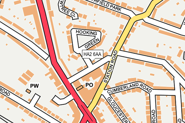 HA2 6AA map - OS OpenMap – Local (Ordnance Survey)