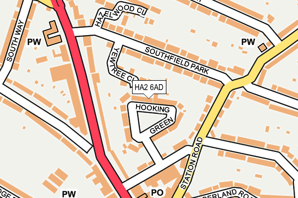 HA2 6AD map - OS OpenMap – Local (Ordnance Survey)