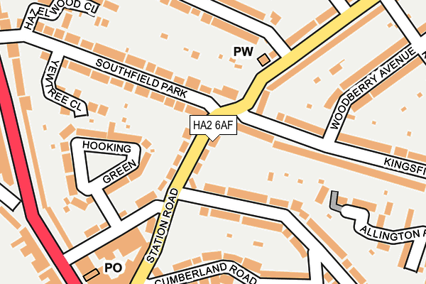 HA2 6AF map - OS OpenMap – Local (Ordnance Survey)