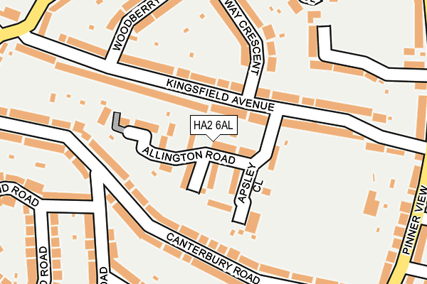 HA2 6AL map - OS OpenMap – Local (Ordnance Survey)