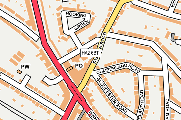 HA2 6BT map - OS OpenMap – Local (Ordnance Survey)