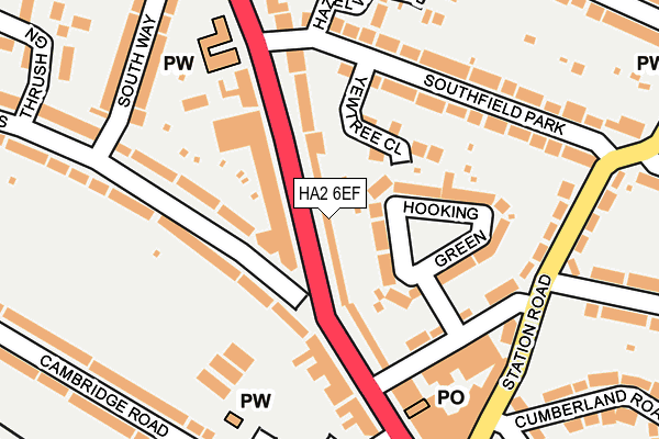 HA2 6EF map - OS OpenMap – Local (Ordnance Survey)