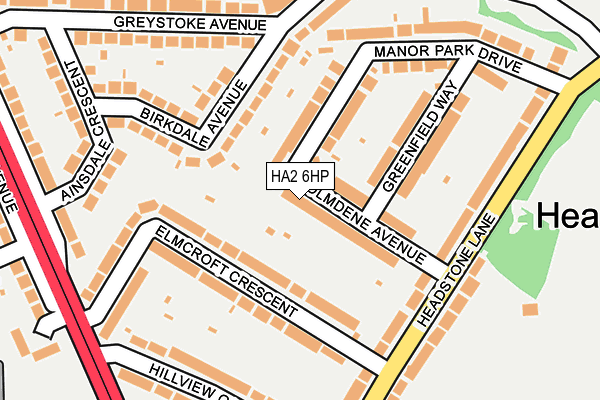 HA2 6HP map - OS OpenMap – Local (Ordnance Survey)