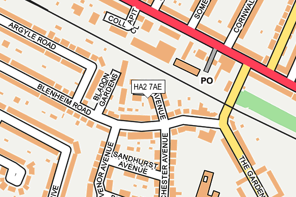 HA2 7AE map - OS OpenMap – Local (Ordnance Survey)