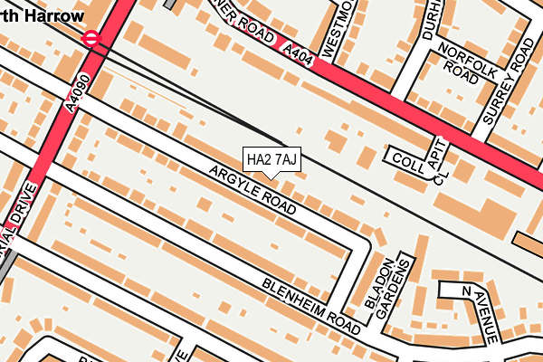 HA2 7AJ map - OS OpenMap – Local (Ordnance Survey)