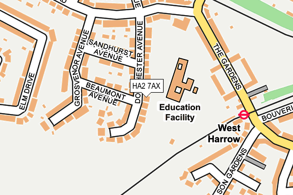 HA2 7AX map - OS OpenMap – Local (Ordnance Survey)