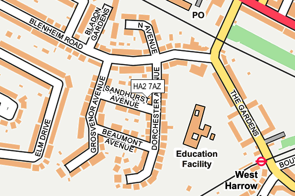 HA2 7AZ map - OS OpenMap – Local (Ordnance Survey)