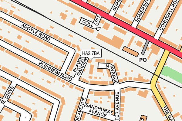 HA2 7BA map - OS OpenMap – Local (Ordnance Survey)