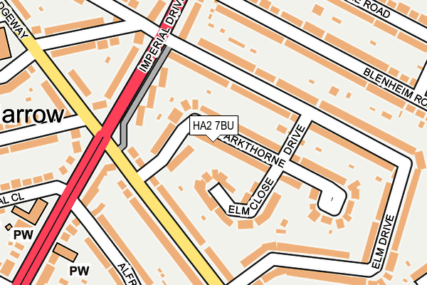 HA2 7BU map - OS OpenMap – Local (Ordnance Survey)