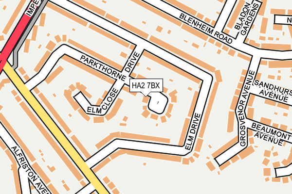 HA2 7BX map - OS OpenMap – Local (Ordnance Survey)