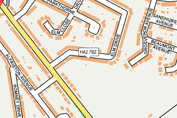 HA2 7BZ map - OS OpenMap – Local (Ordnance Survey)