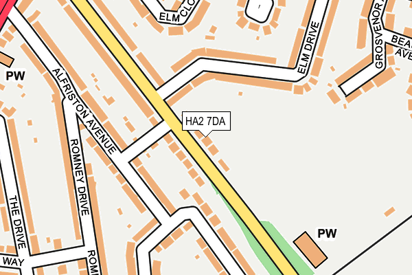 HA2 7DA map - OS OpenMap – Local (Ordnance Survey)