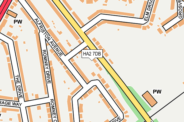 HA2 7DB map - OS OpenMap – Local (Ordnance Survey)