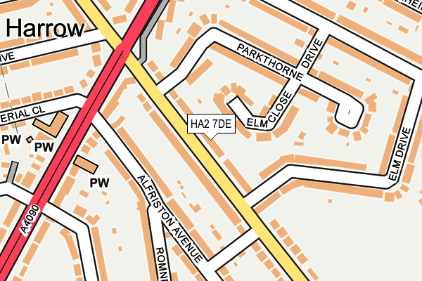 HA2 7DE map - OS OpenMap – Local (Ordnance Survey)