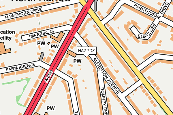 HA2 7DZ map - OS OpenMap – Local (Ordnance Survey)