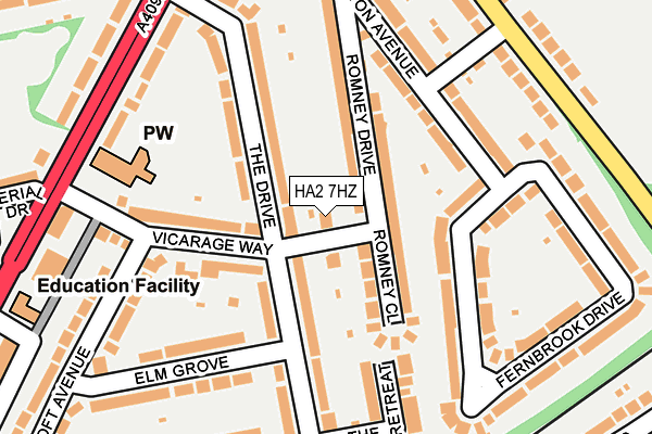 HA2 7HZ map - OS OpenMap – Local (Ordnance Survey)