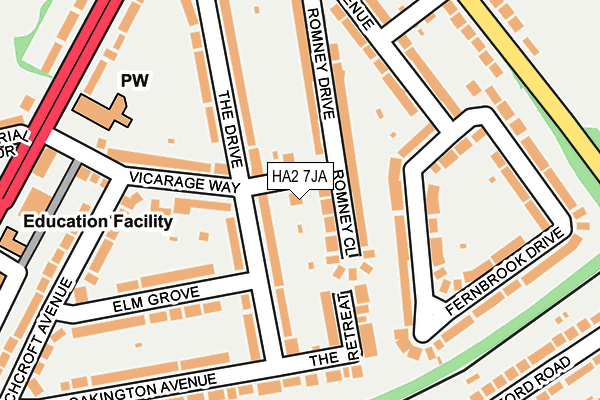 HA2 7JA map - OS OpenMap – Local (Ordnance Survey)