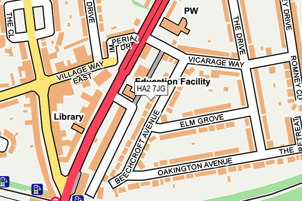 HA2 7JG map - OS OpenMap – Local (Ordnance Survey)