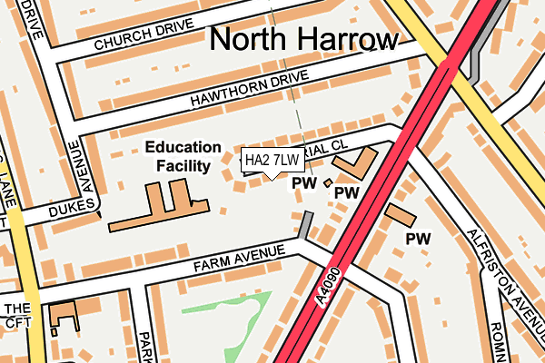 HA2 7LW map - OS OpenMap – Local (Ordnance Survey)