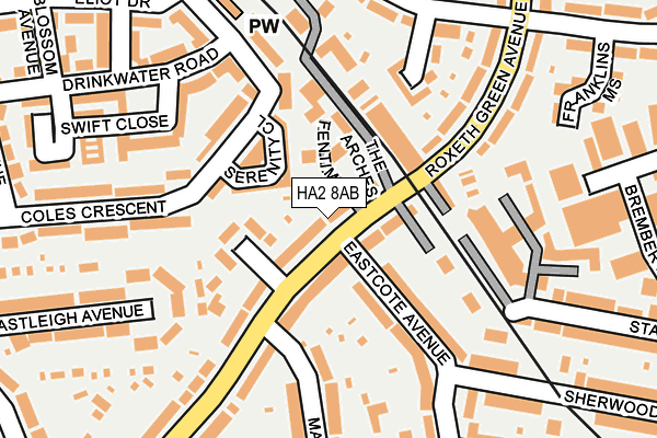 HA2 8AB map - OS OpenMap – Local (Ordnance Survey)