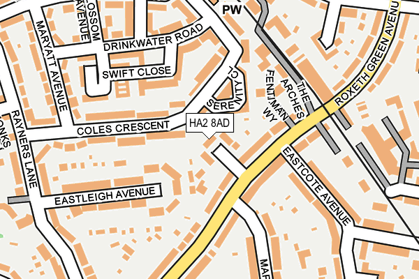 HA2 8AD map - OS OpenMap – Local (Ordnance Survey)