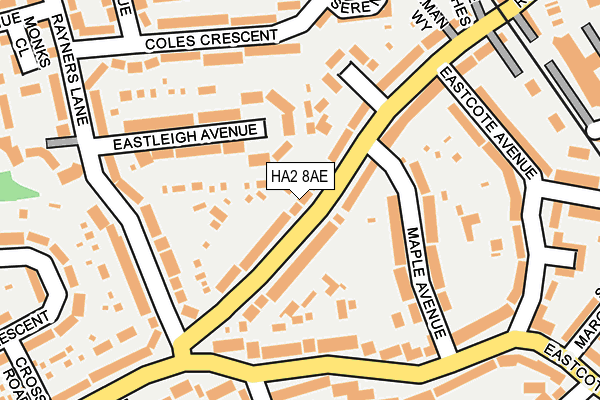 HA2 8AE map - OS OpenMap – Local (Ordnance Survey)