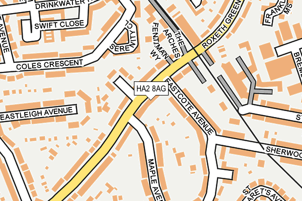 HA2 8AG map - OS OpenMap – Local (Ordnance Survey)