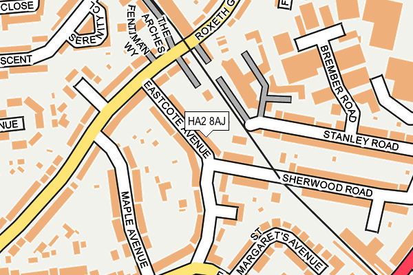 HA2 8AJ map - OS OpenMap – Local (Ordnance Survey)