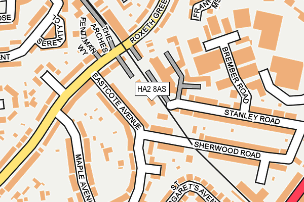 HA2 8AS map - OS OpenMap – Local (Ordnance Survey)