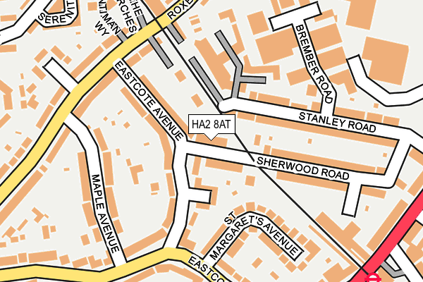 HA2 8AT map - OS OpenMap – Local (Ordnance Survey)