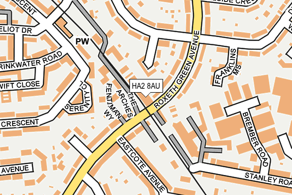 HA2 8AU map - OS OpenMap – Local (Ordnance Survey)