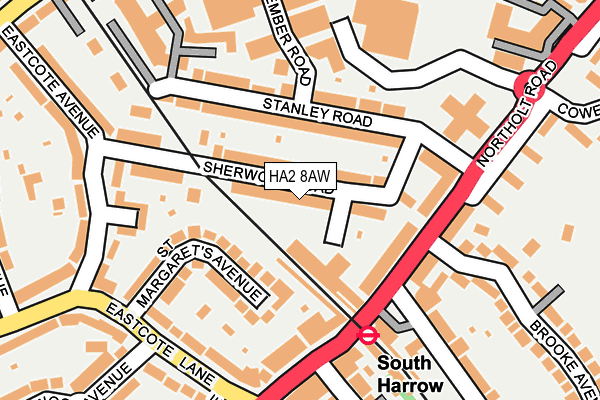 HA2 8AW map - OS OpenMap – Local (Ordnance Survey)