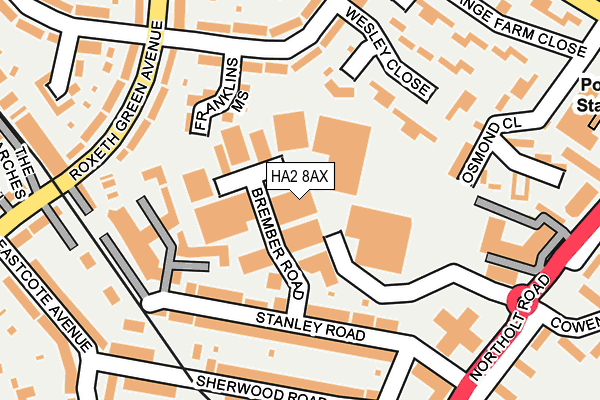 HA2 8AX map - OS OpenMap – Local (Ordnance Survey)