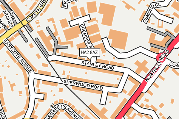 HA2 8AZ map - OS OpenMap – Local (Ordnance Survey)
