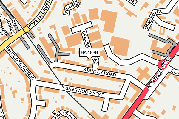 HA2 8BB map - OS OpenMap – Local (Ordnance Survey)