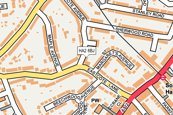 HA2 8BJ map - OS OpenMap – Local (Ordnance Survey)