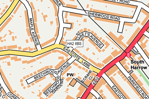 HA2 8BS map - OS OpenMap – Local (Ordnance Survey)