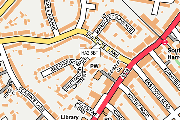 HA2 8BT map - OS OpenMap – Local (Ordnance Survey)