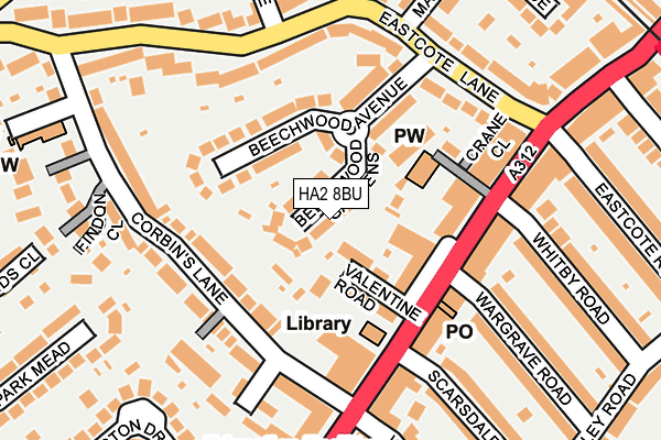 HA2 8BU map - OS OpenMap – Local (Ordnance Survey)