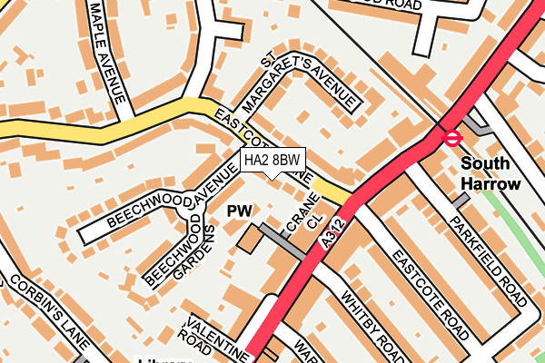 HA2 8BW map - OS OpenMap – Local (Ordnance Survey)