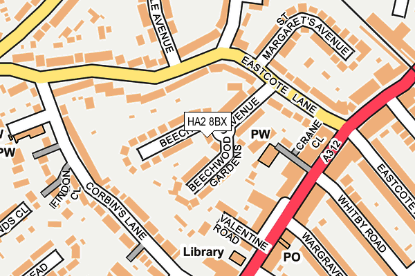 HA2 8BX map - OS OpenMap – Local (Ordnance Survey)